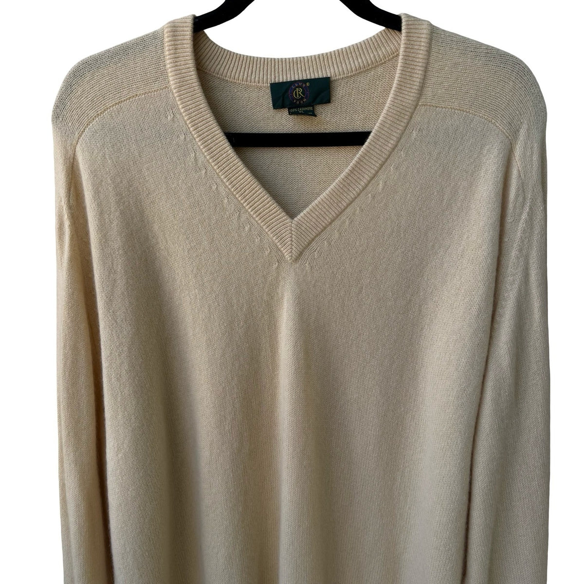 Club Room 100% Cashmere Old Money Preppy V-Neck Sweater Butter Yellow Mens XL