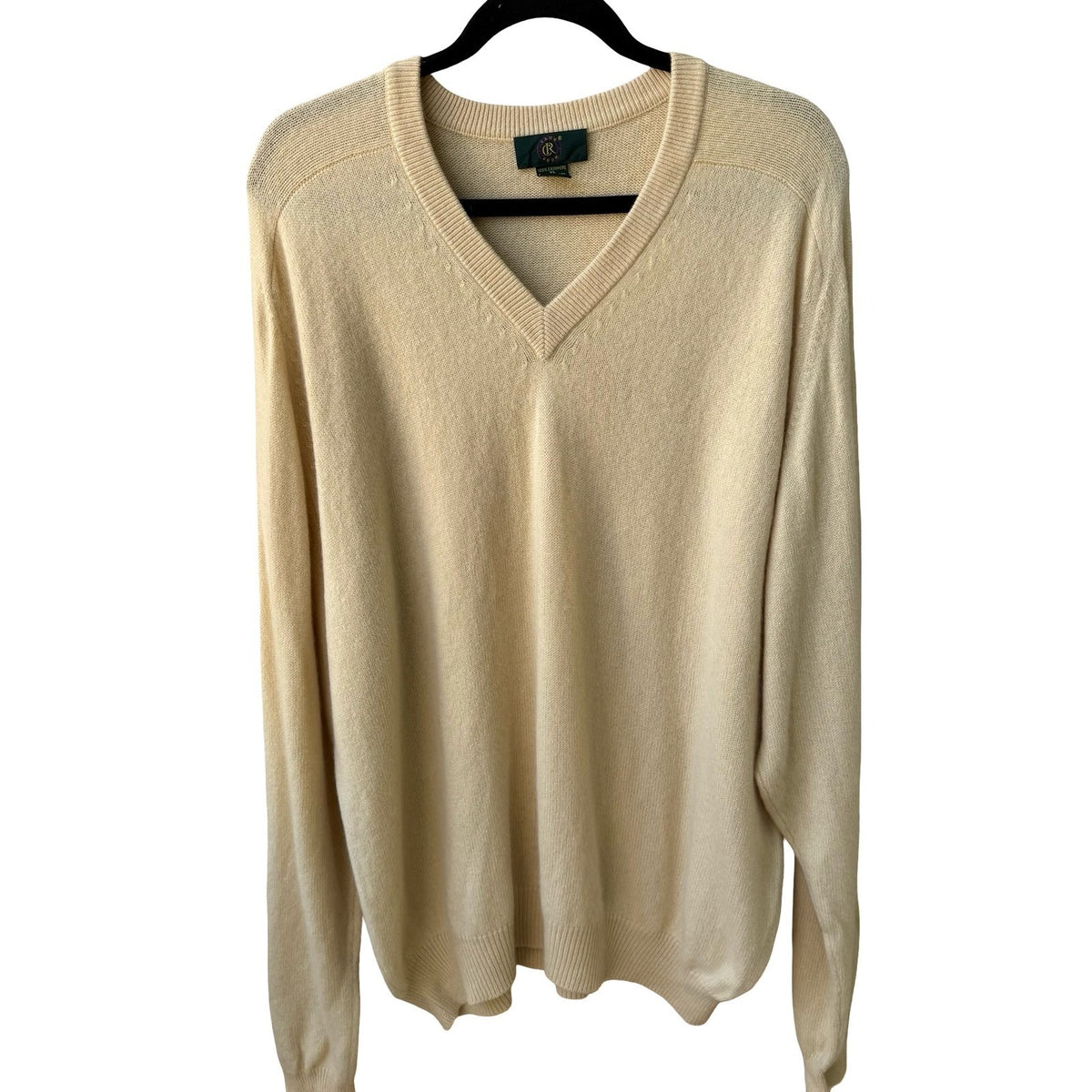 Club Room 100% Cashmere Old Money Preppy V-Neck Sweater Butter Yellow Mens XL