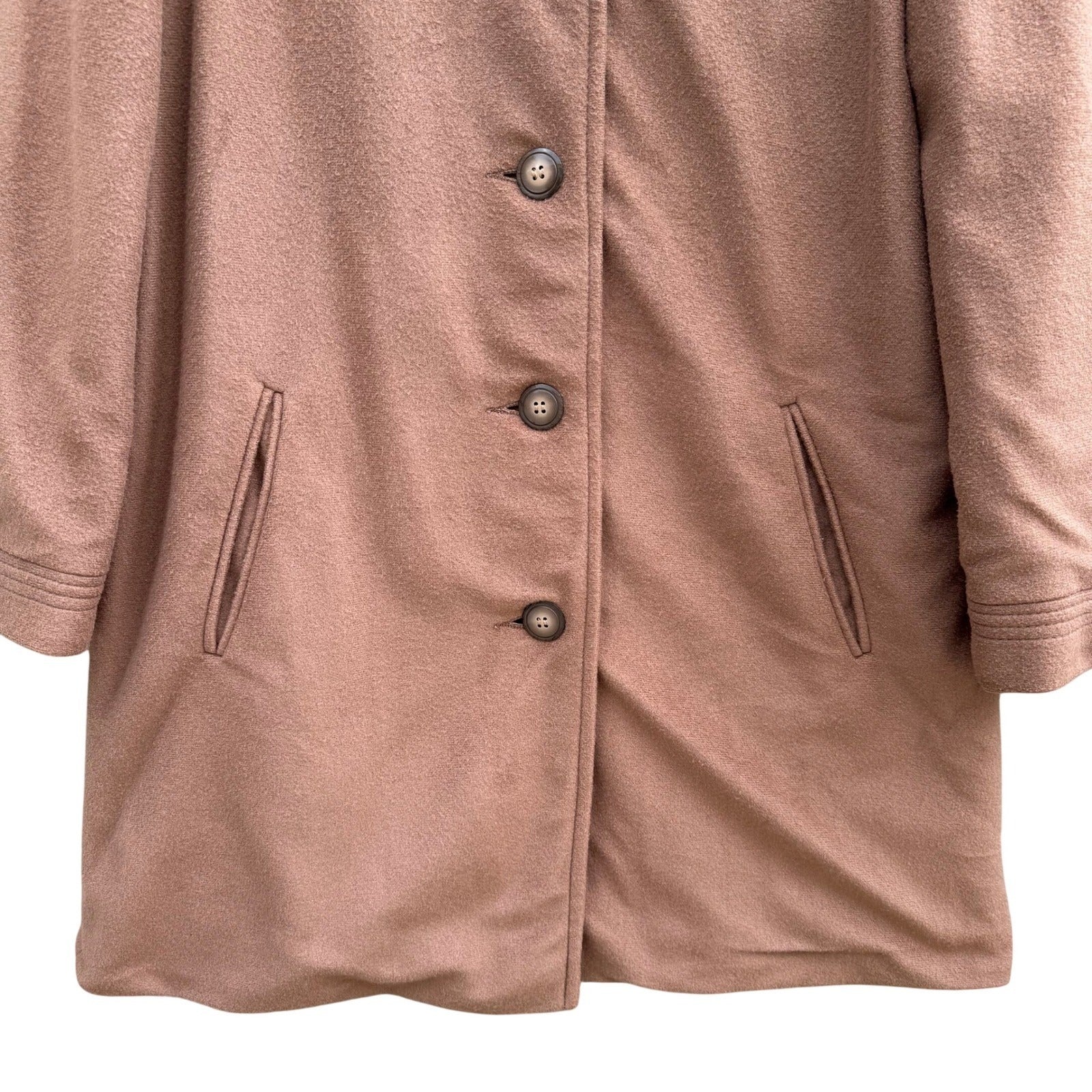 Kashmiracle Wellington Fashions Vintage Coat Womens Camel Brown Button Front L