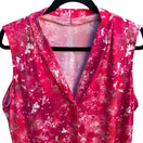 Switch Calvin Klein Barbiecore Pink Abstract Splatter Draped V-Neck Sleeveless Blouse L 3 image