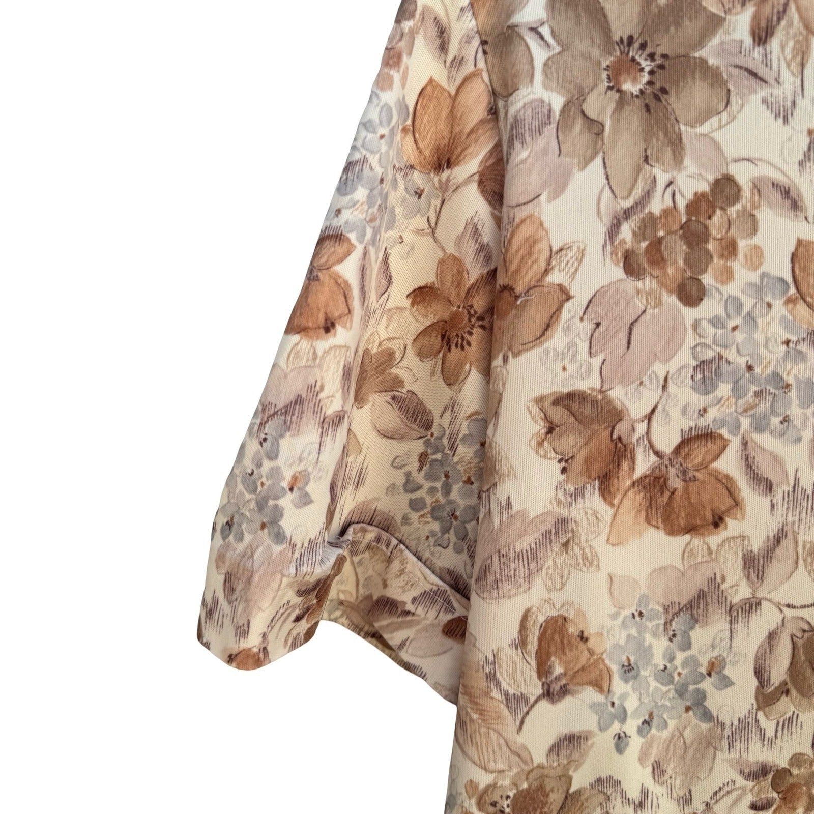 Classic Fashions Vintage 80s Garden Floral Cottagecore Polo Top Grandmacore XL