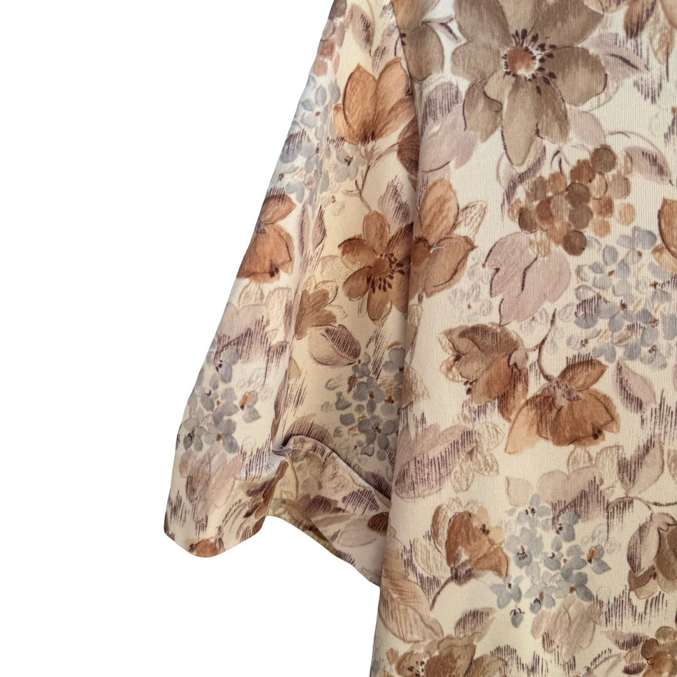 Classic Fashions Vintage 80s Garden Floral Cottagecore Polo Top Grandmacore XL