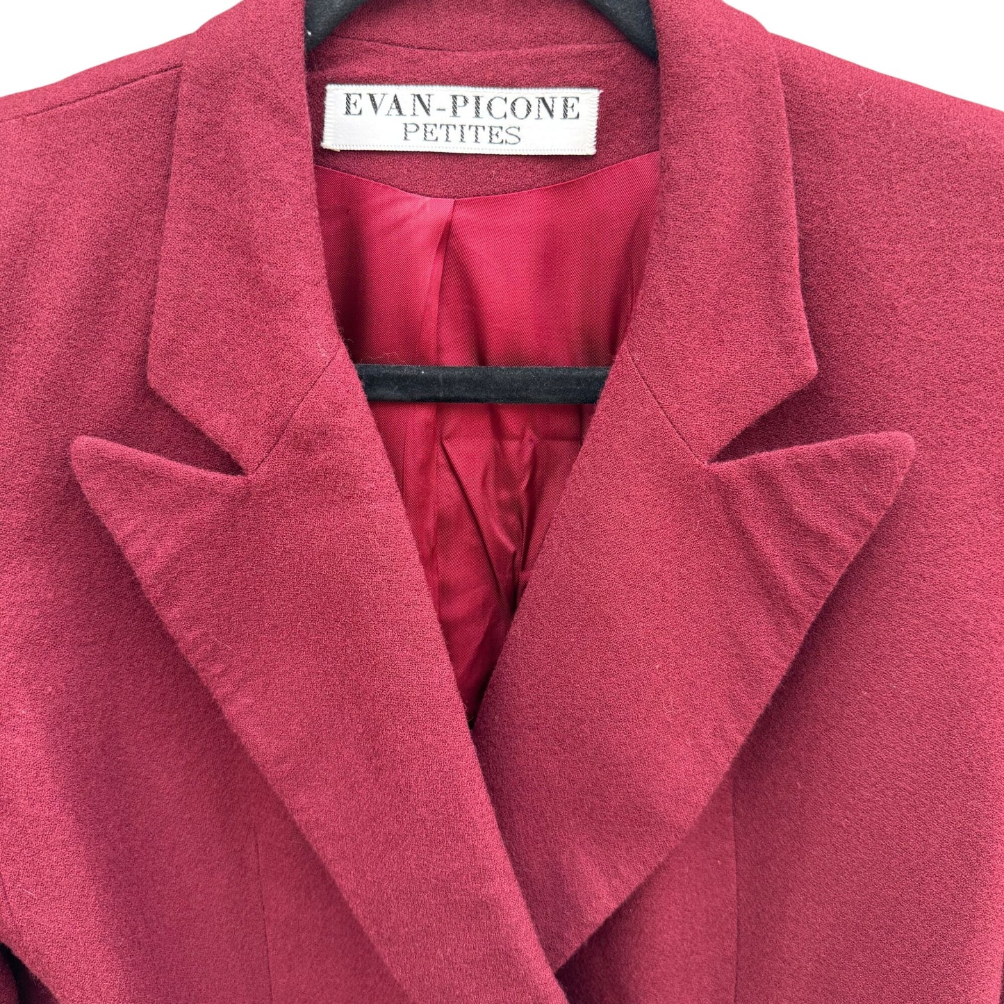 Evan-Picone Vintage Womens 6 Burgundy Wool Double Breasted Blazer Pleated Skirt