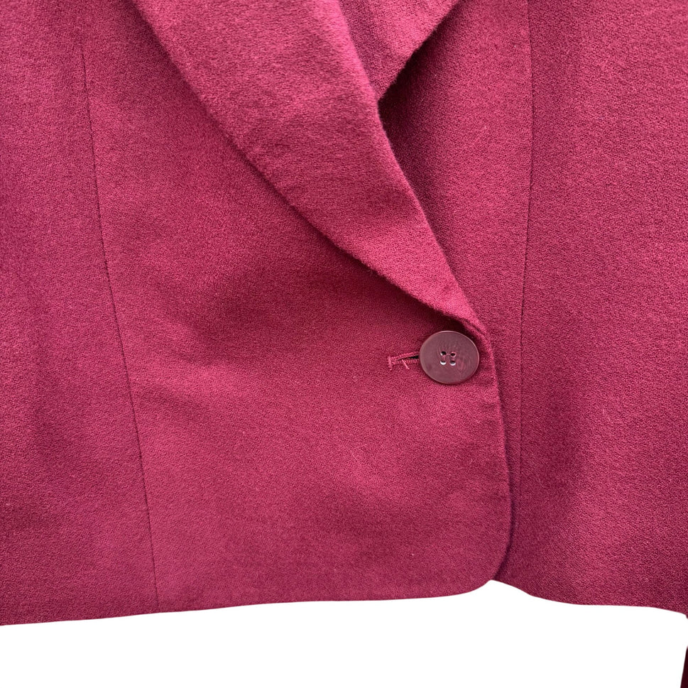 Evan-Picone Vintage Womens 6 Burgundy Wool Double Breasted Blazer Pleated Skirt