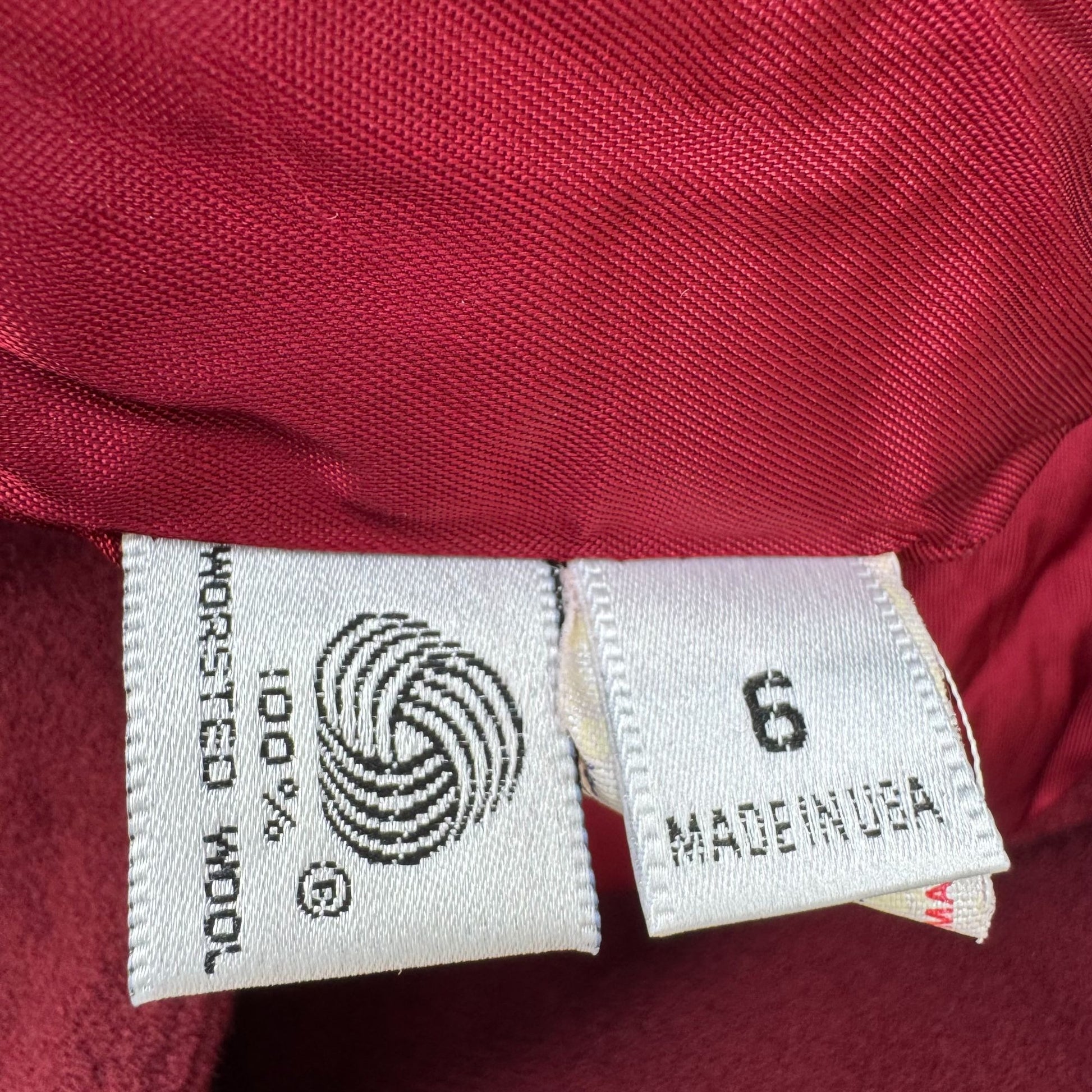 Evan-Picone Vintage Womens 6 Burgundy Wool Double Breasted Blazer Pleated Skirt