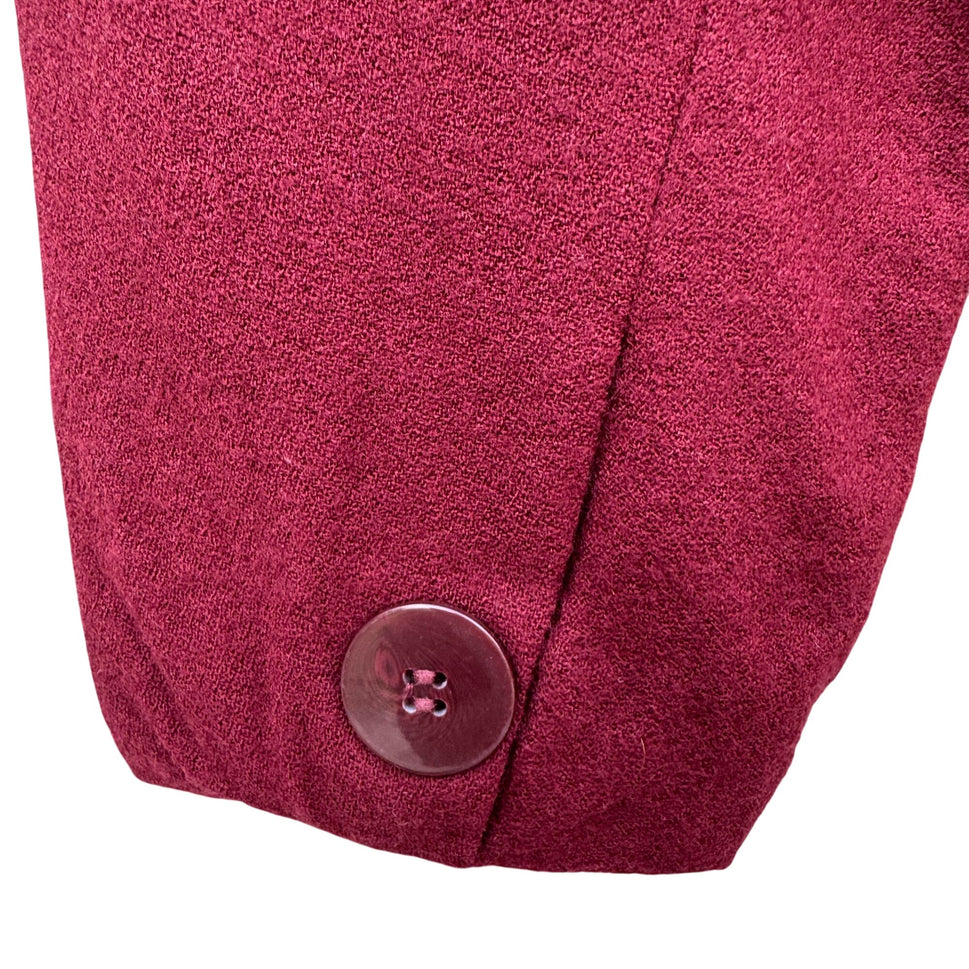 Evan-Picone Vintage Womens 6 Burgundy Wool Double Breasted Blazer Pleated Skirt