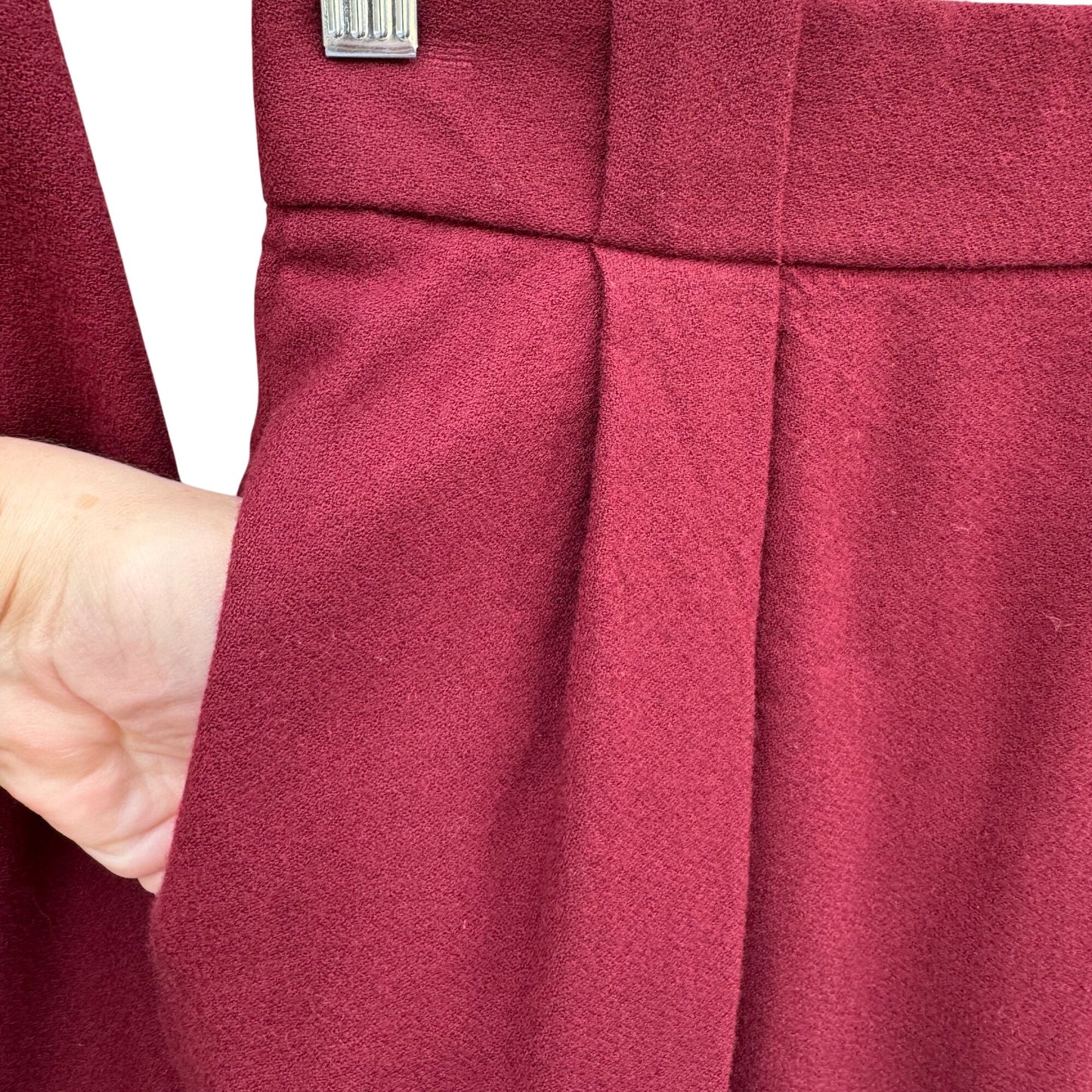 Evan-Picone Vintage Womens 6 Burgundy Wool Double Breasted Blazer Pleated Skirt