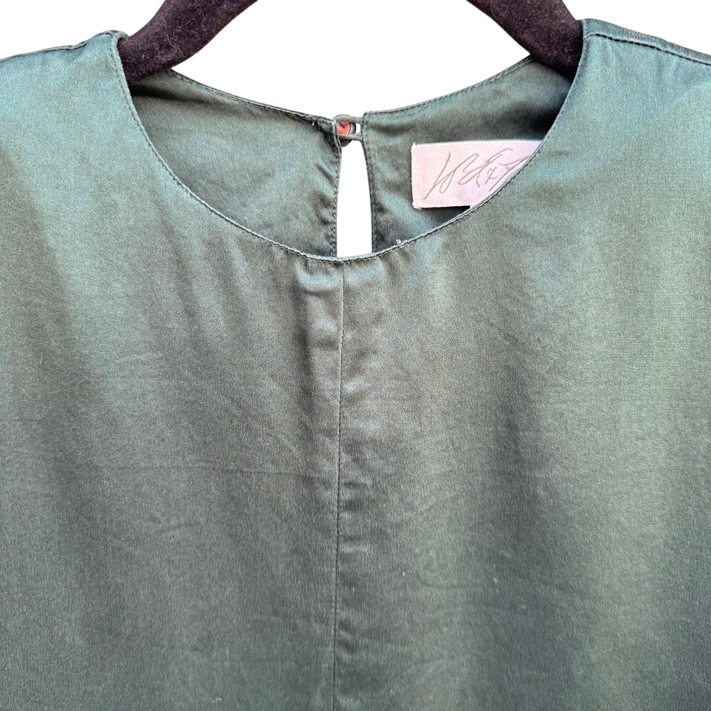 Lord & Taylor Emerald Green 100% Silk Blouse Long Sleeve Shoulder Pads Vintage