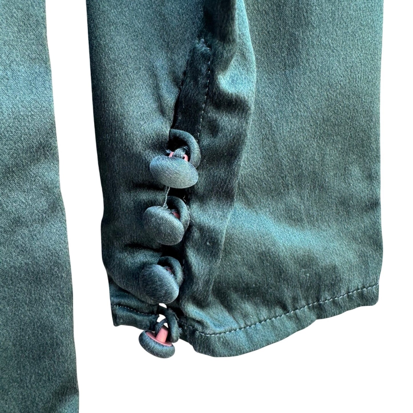 Lord & Taylor Emerald Green 100% Silk Blouse Long Sleeve Shoulder Pads Vintage