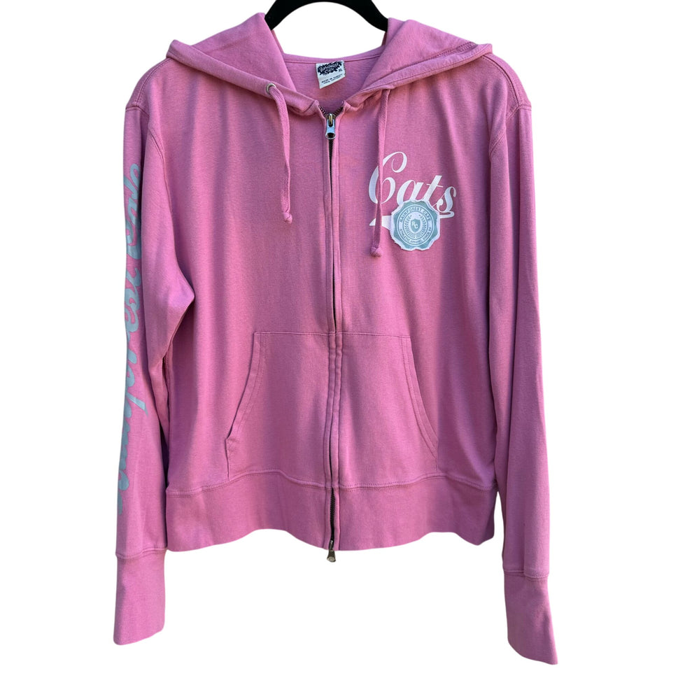 Rainforest Cafe Vintage Y2K Womens Pink Cats Full Zip Long Sleeve Cotton Hoodie XL