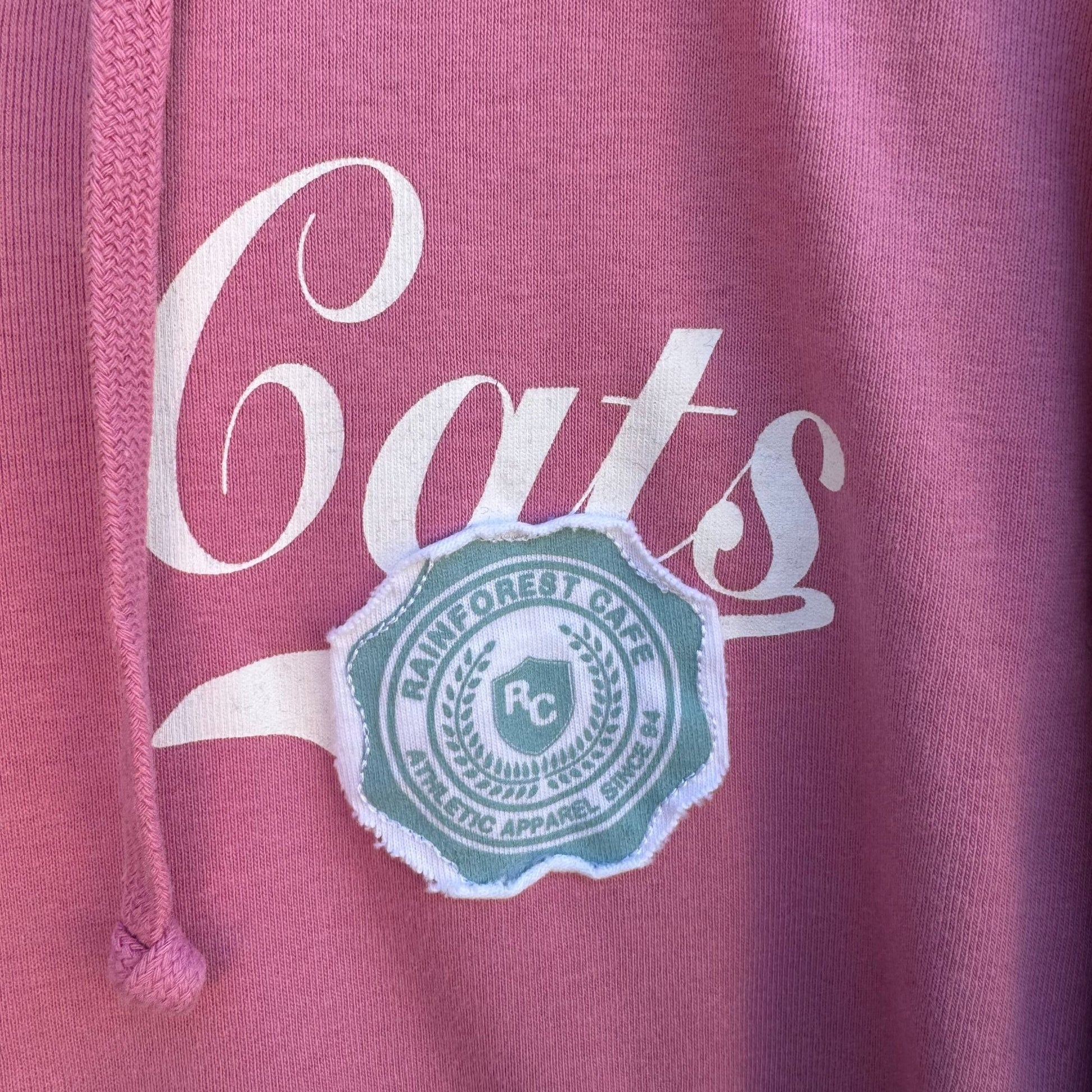 Rainforest Cafe Vintage Y2K Womens Pink Cats Full Zip Long Sleeve Cotton Hoodie XL