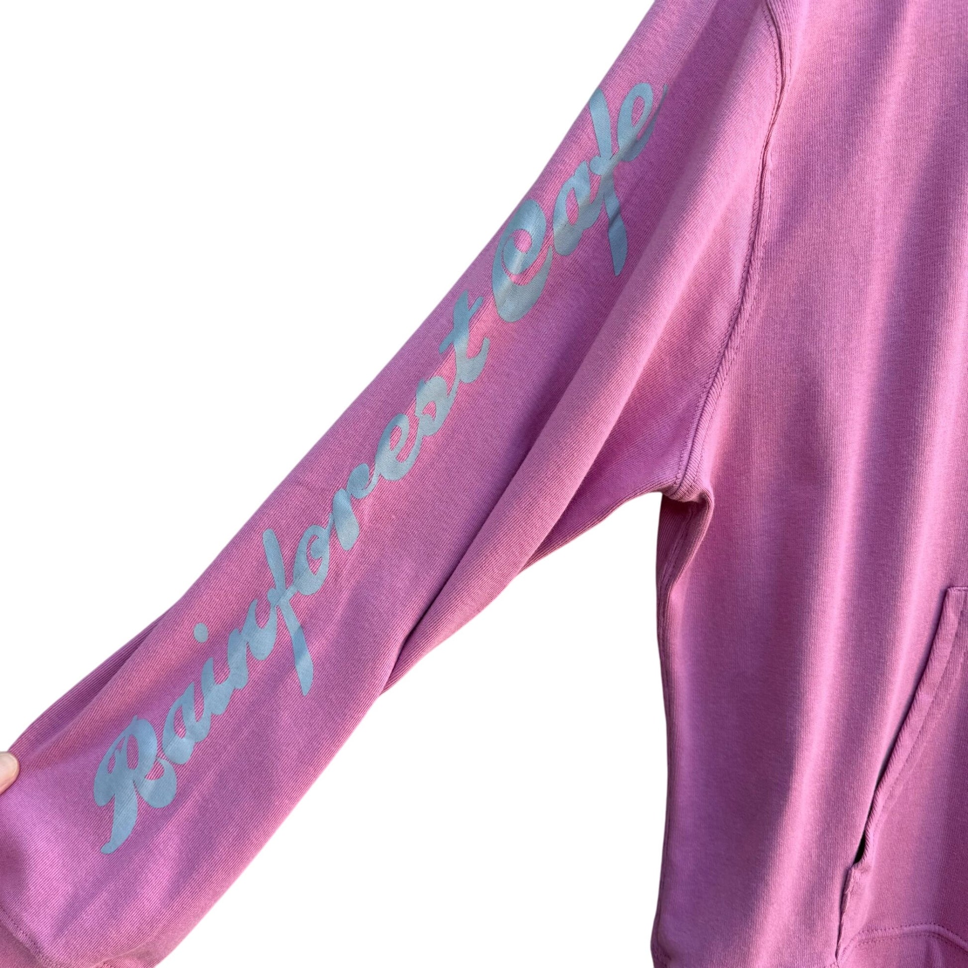 Rainforest Cafe Vintage Y2K Womens Pink Cats Full Zip Long Sleeve Cotton Hoodie XL