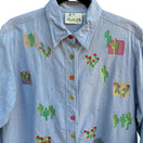 Switch The Quacker Factory Womens Cactus Embroidered Western Long Sleeve Denim Shirt S 2 image