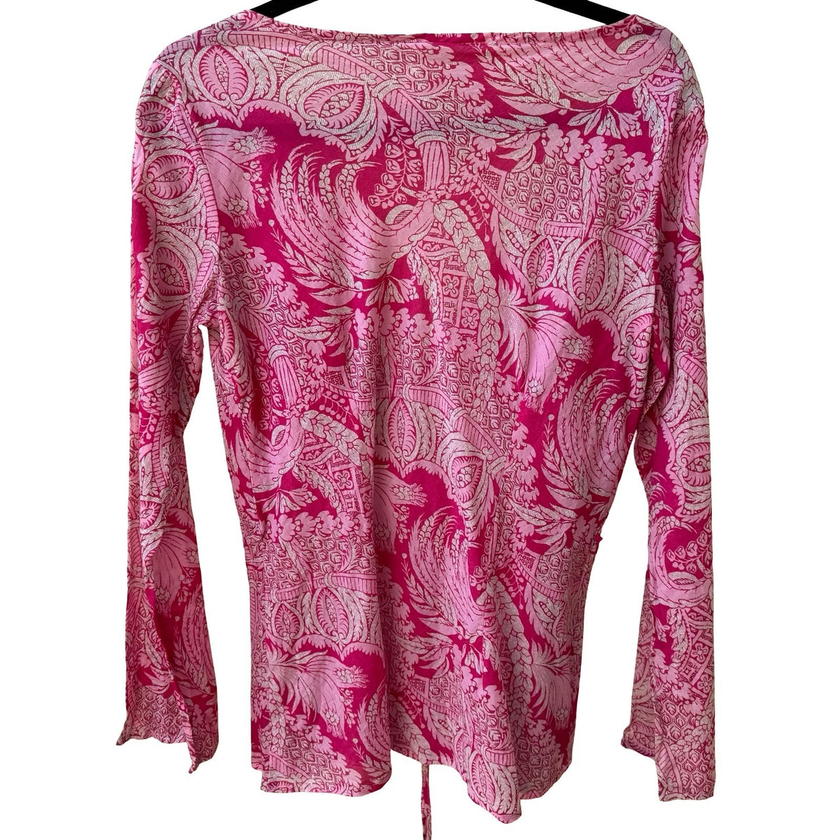 Notice Y2K Boho Peasant Paisley Cotton Cottagecore Empire Tie Waist Tunic Pink M