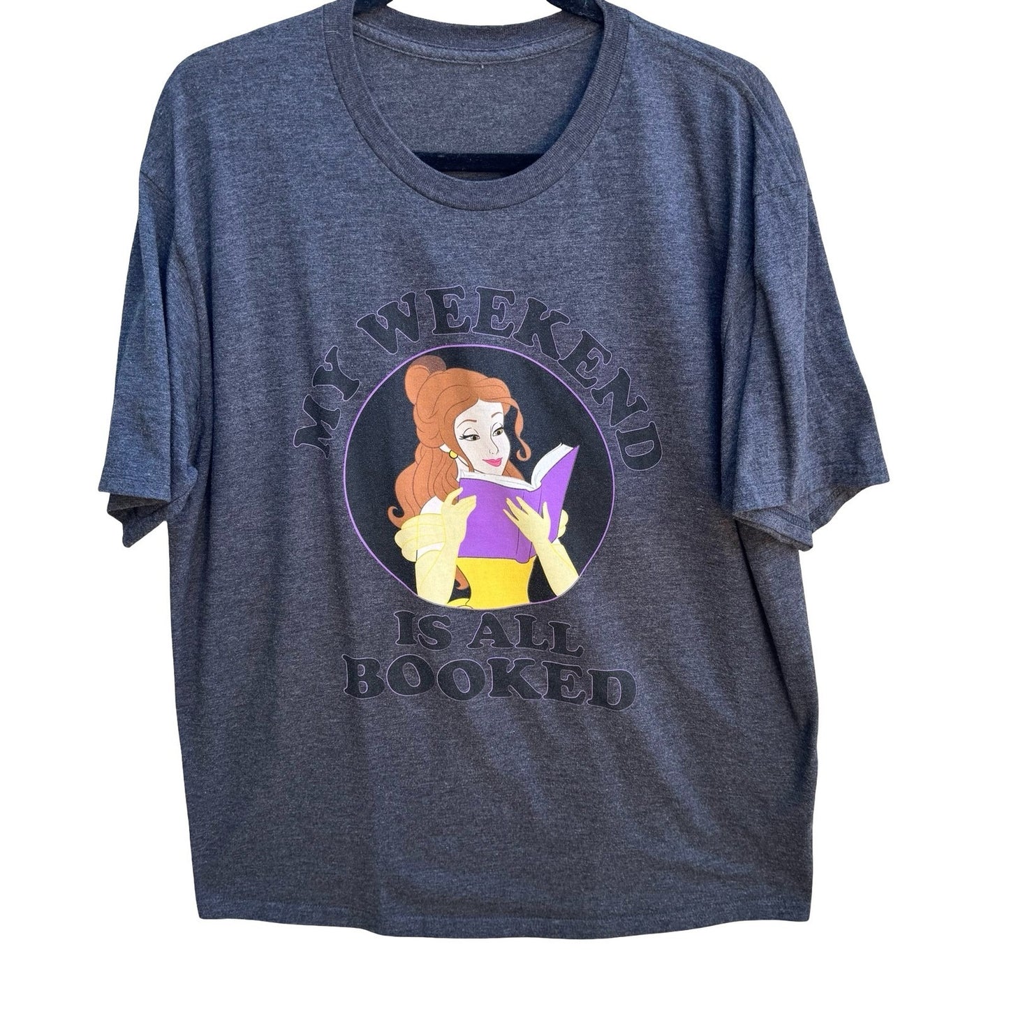 Disney Belle Beauty and the Beast My Weekend Is All Booked Graphic Tee Gray XL