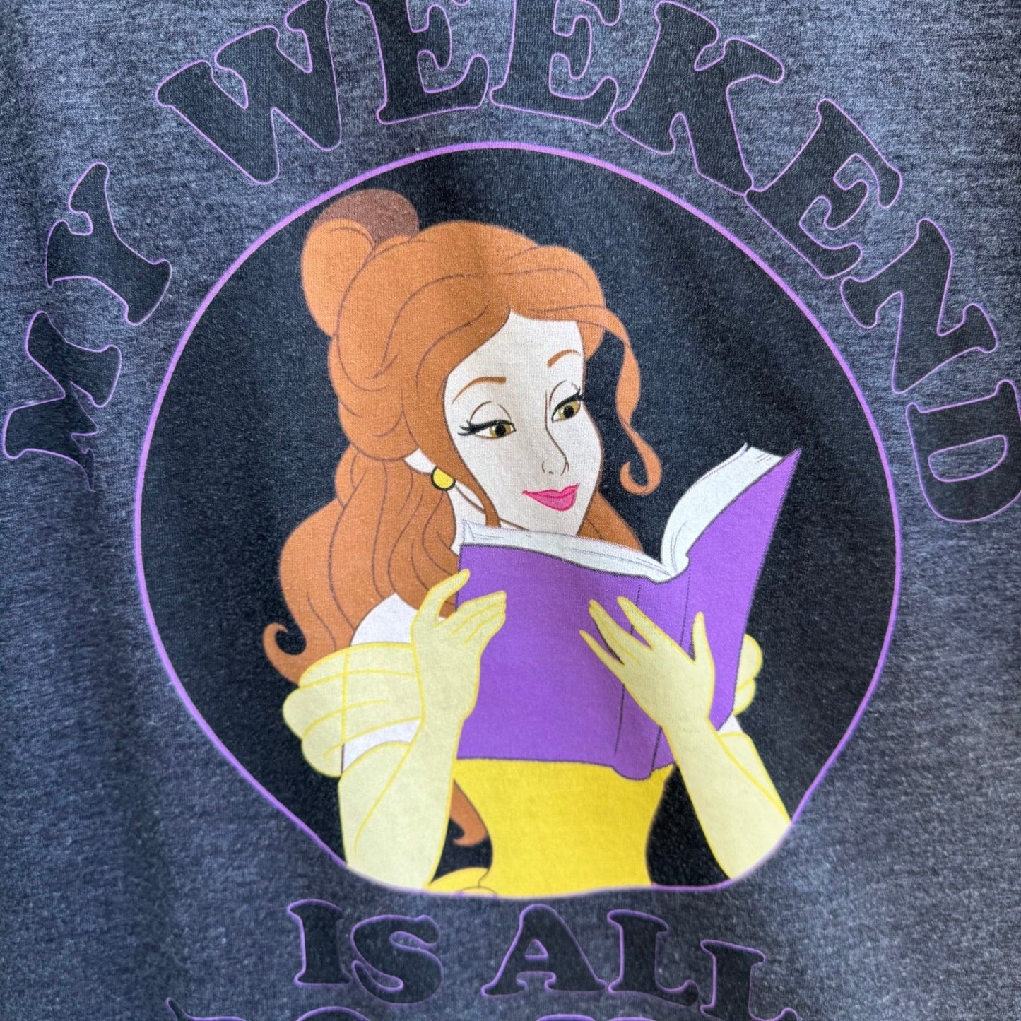 Disney Belle Beauty and the Beast My Weekend Is All Booked Graphic Tee Gray XL