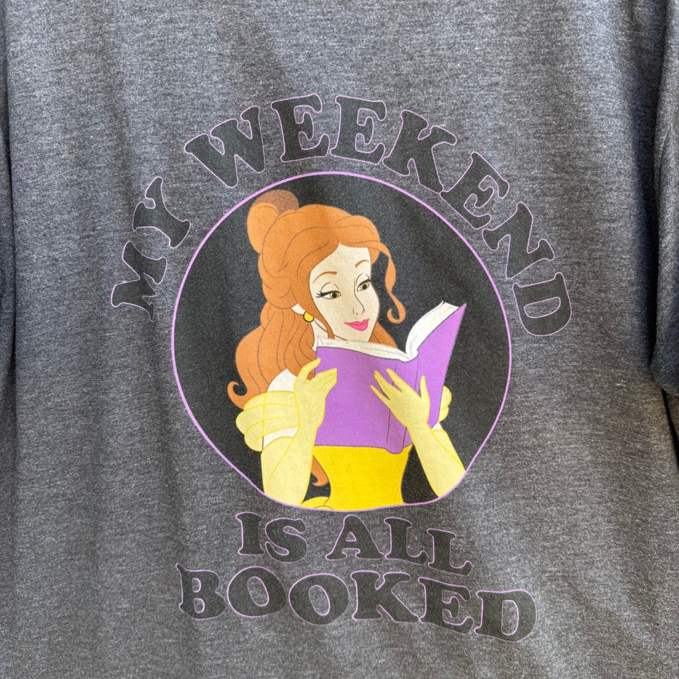 Disney Belle Beauty and the Beast My Weekend Is All Booked Graphic Tee Gray XL