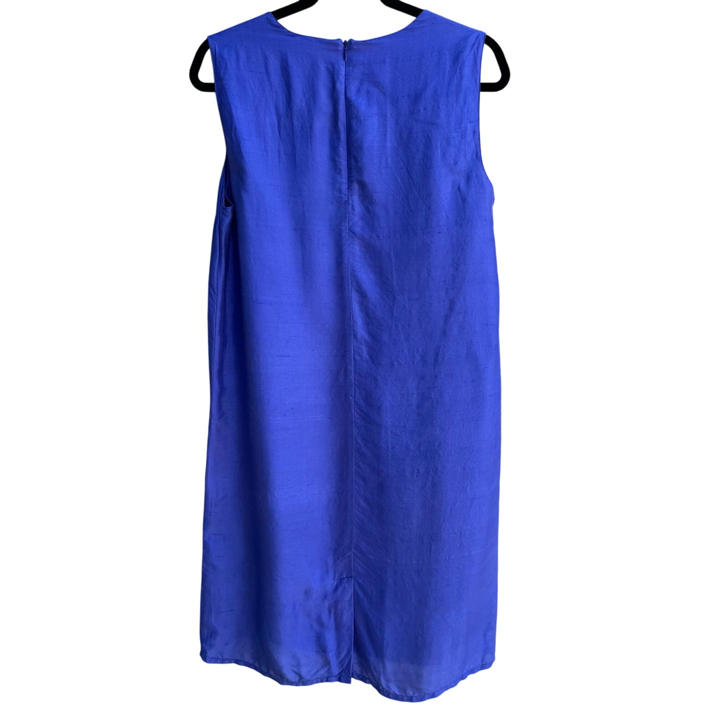 Terry Lewis Classic Luxuries Womens Royal Blue Silk Sleeveless Shift Dress S