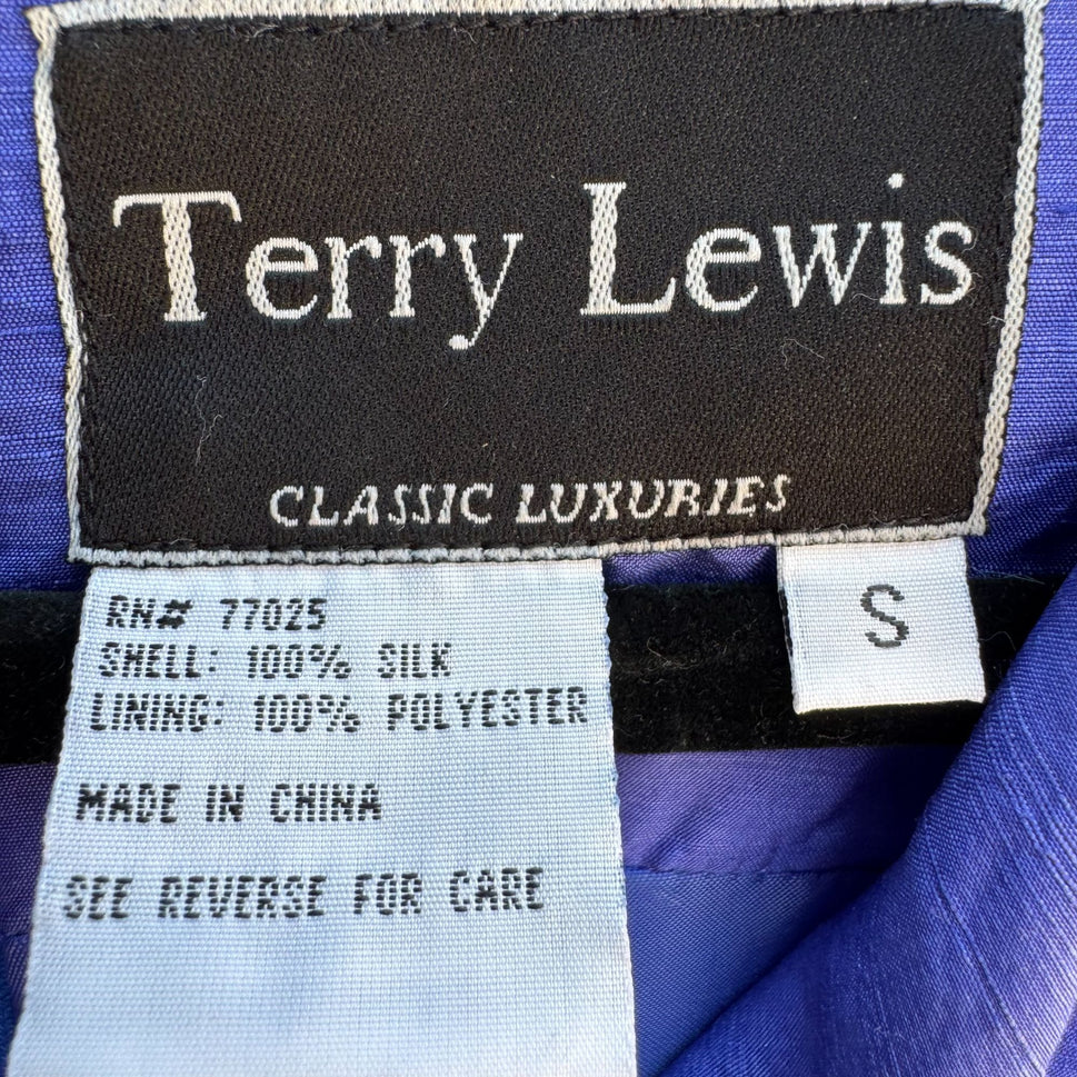 Terry Lewis Classic Luxuries Womens Royal Blue Silk Sleeveless Shift Dress S