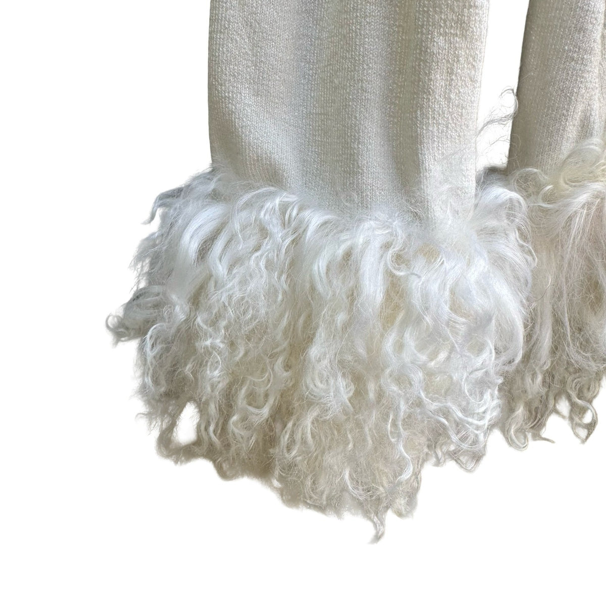 Sheri Bodell Y2K Coquette Mob Wife Mongolian Lamb Fur Trim Glam Luxury Cardigan