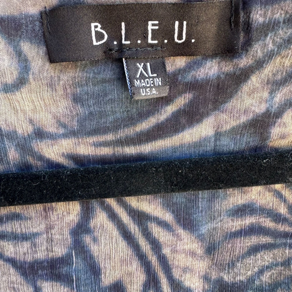 B.L.E.U. Floral Embellished Boho Lace Back 3/4 Sleeve Flowy Tunic Blouse Top XL