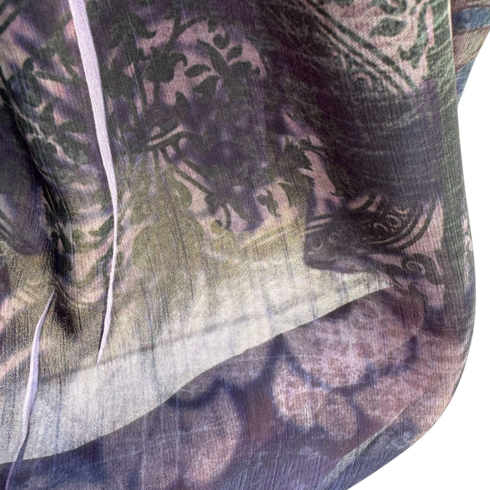 B.L.E.U. Floral Embellished Boho Lace Back 3/4 Sleeve Flowy Tunic Blouse Top XL