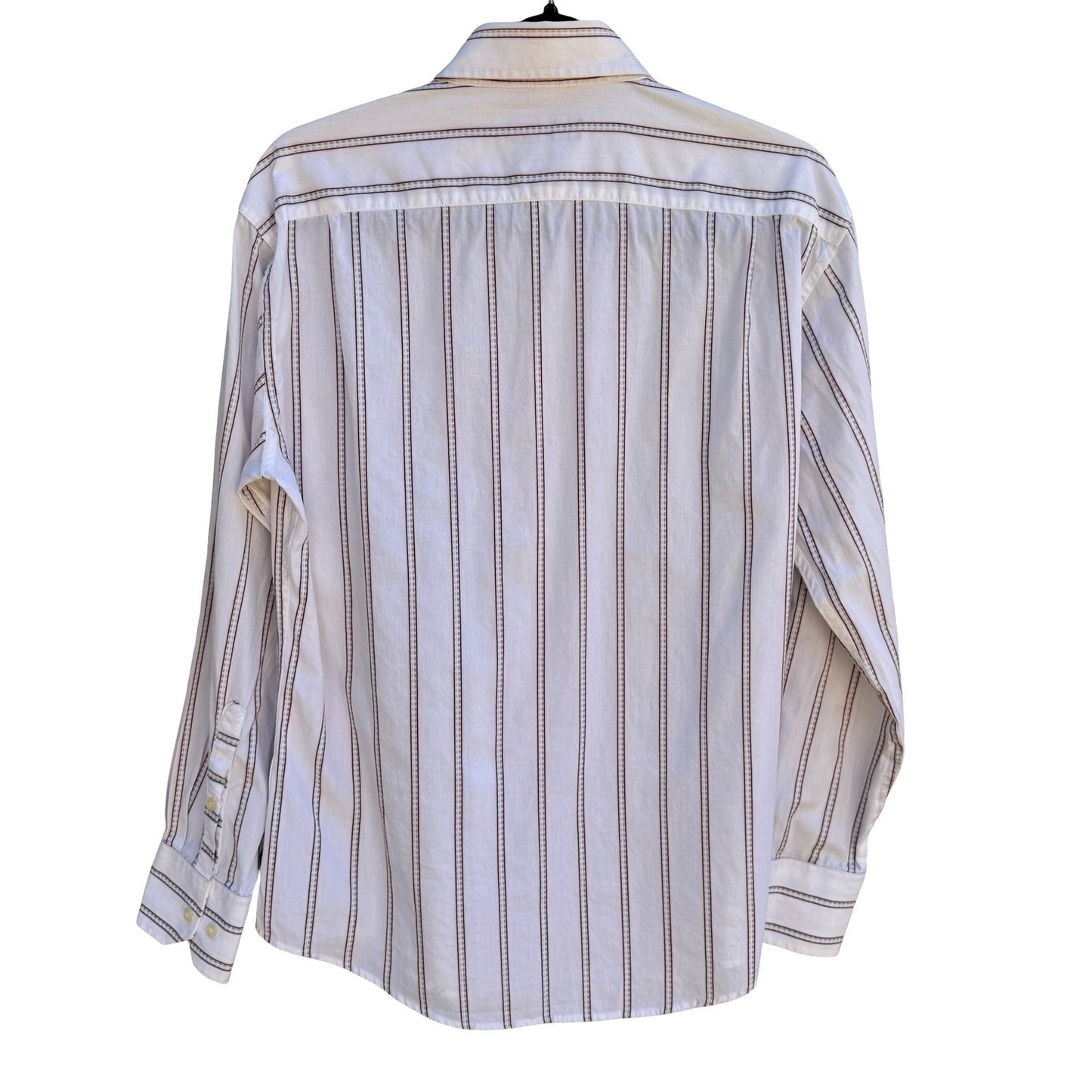Ben Sherman Mens Mod Preppy White Striped Tailored Shirt Mens L Dobby Stripe