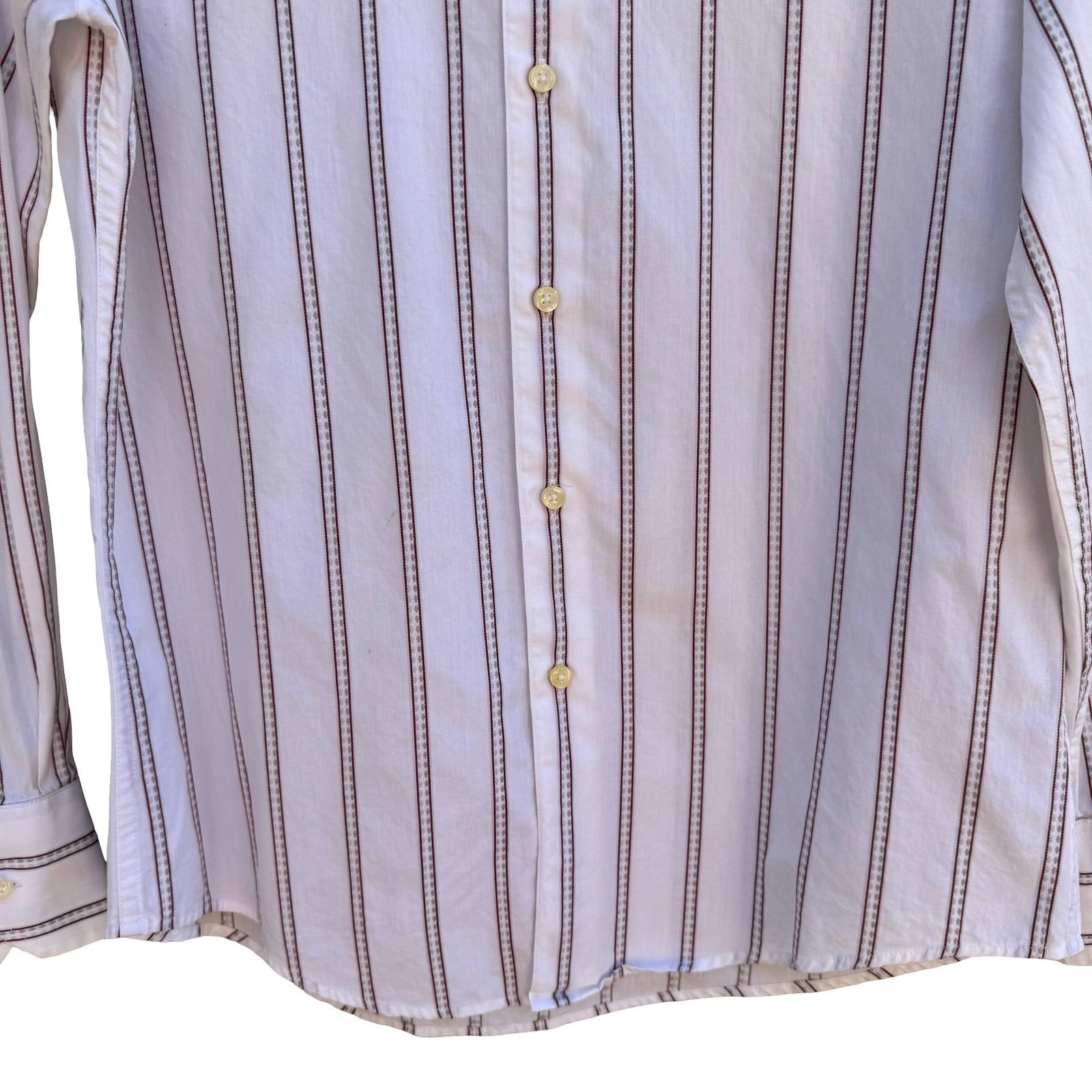 Ben Sherman Mens Mod Preppy White Striped Tailored Shirt Mens L Dobby Stripe