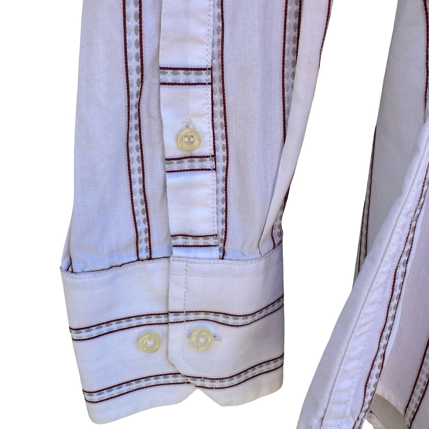 Ben Sherman Mens Mod Preppy White Striped Tailored Shirt Mens L Dobby Stripe
