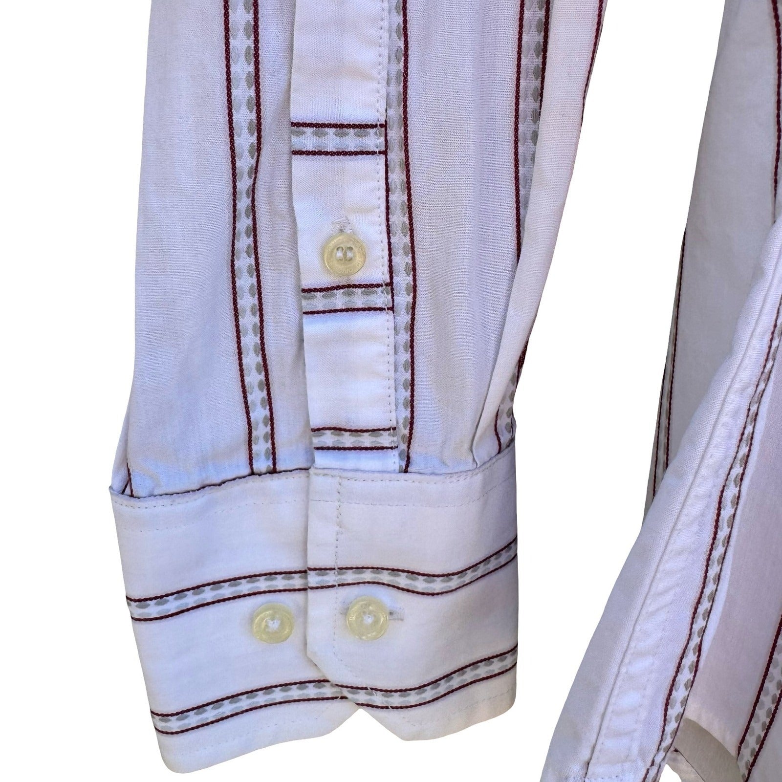 Ben Sherman Mens Mod Preppy White Striped Tailored Shirt Mens L Dobby Stripe