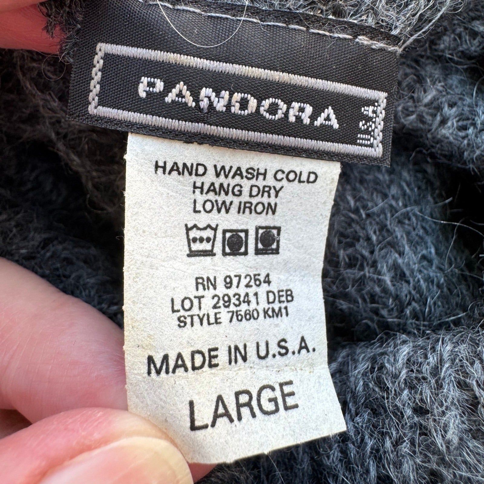 Pandora Vintage Mohair Blend Cowl Neck Open Fuzzy Knit Sleeveless Sweater Grey L