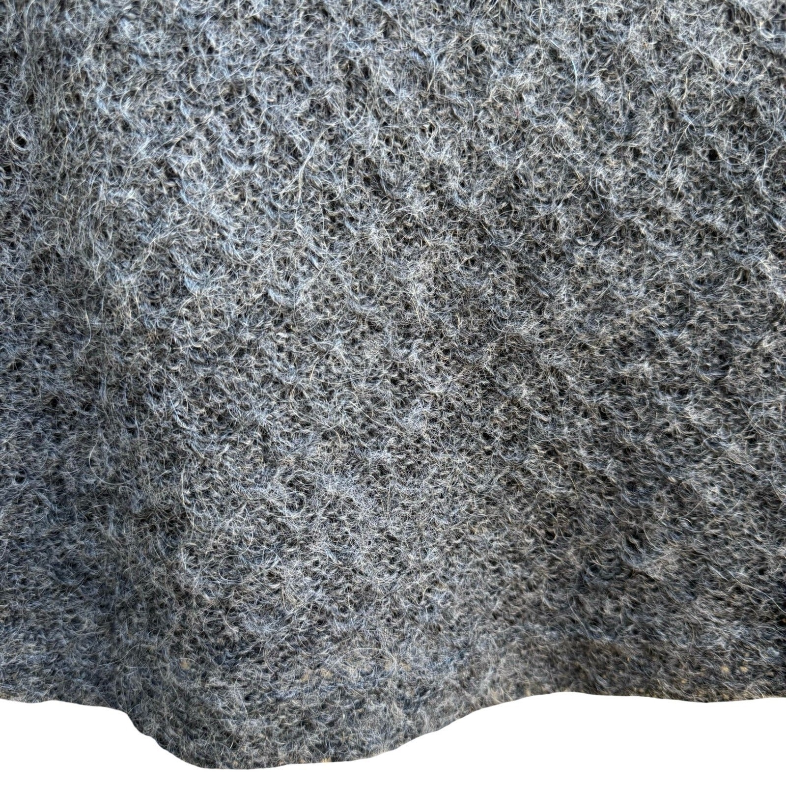 Pandora Vintage Mohair Blend Cowl Neck Open Fuzzy Knit Sleeveless Sweater Grey L