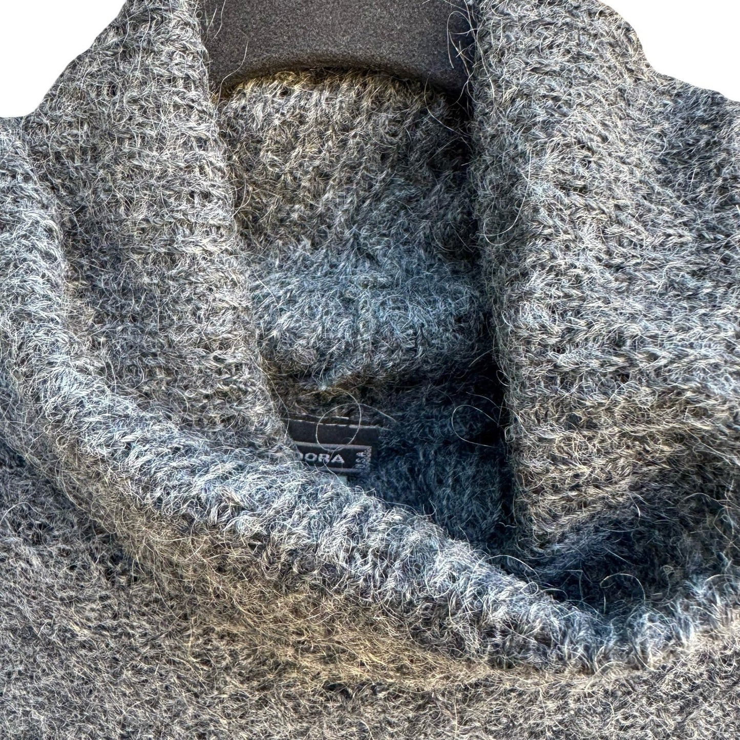 Pandora Vintage Mohair Blend Cowl Neck Open Fuzzy Knit Sleeveless Sweater Grey L