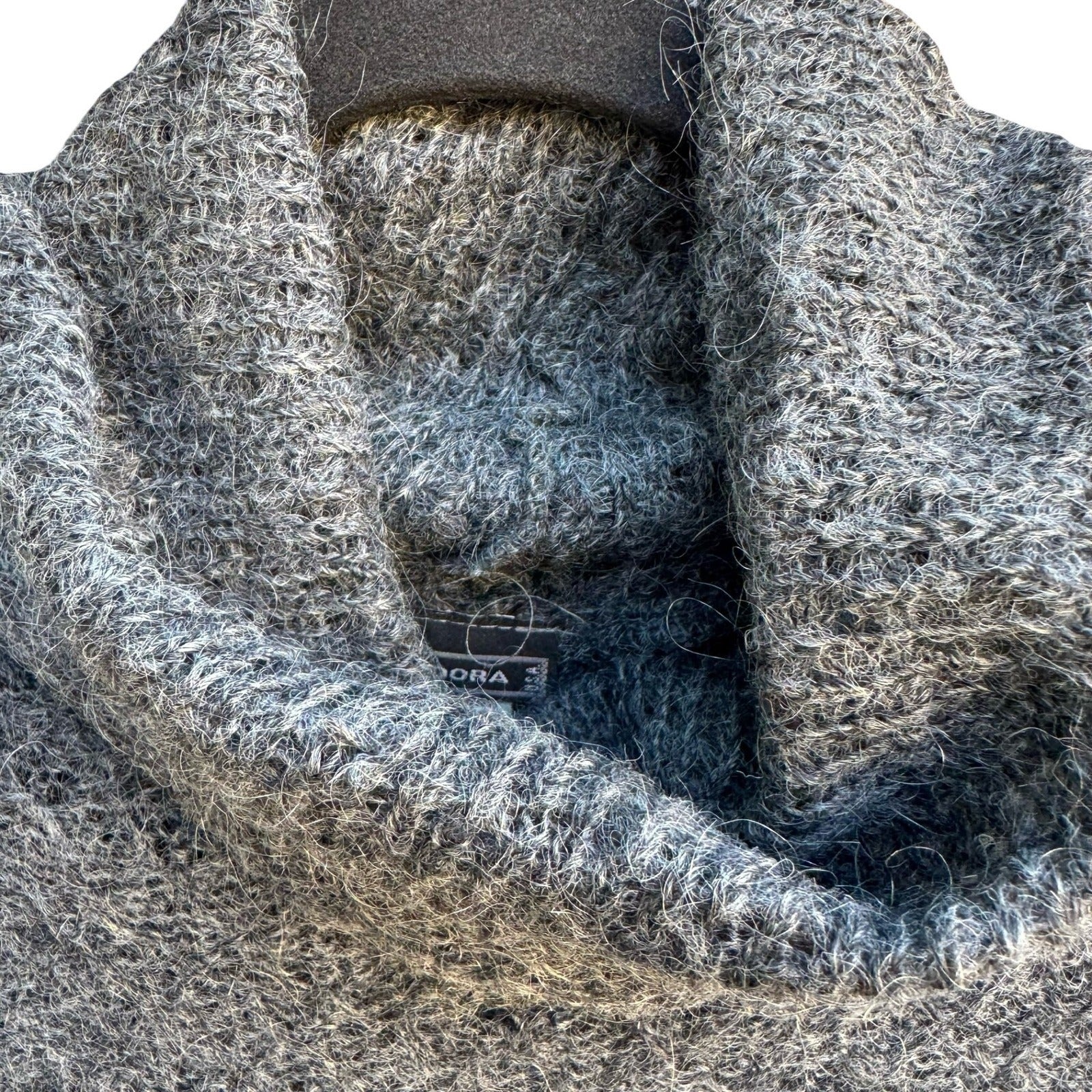 Pandora Vintage Mohair Blend Cowl Neck Open Fuzzy Knit Sleeveless Sweater Grey L