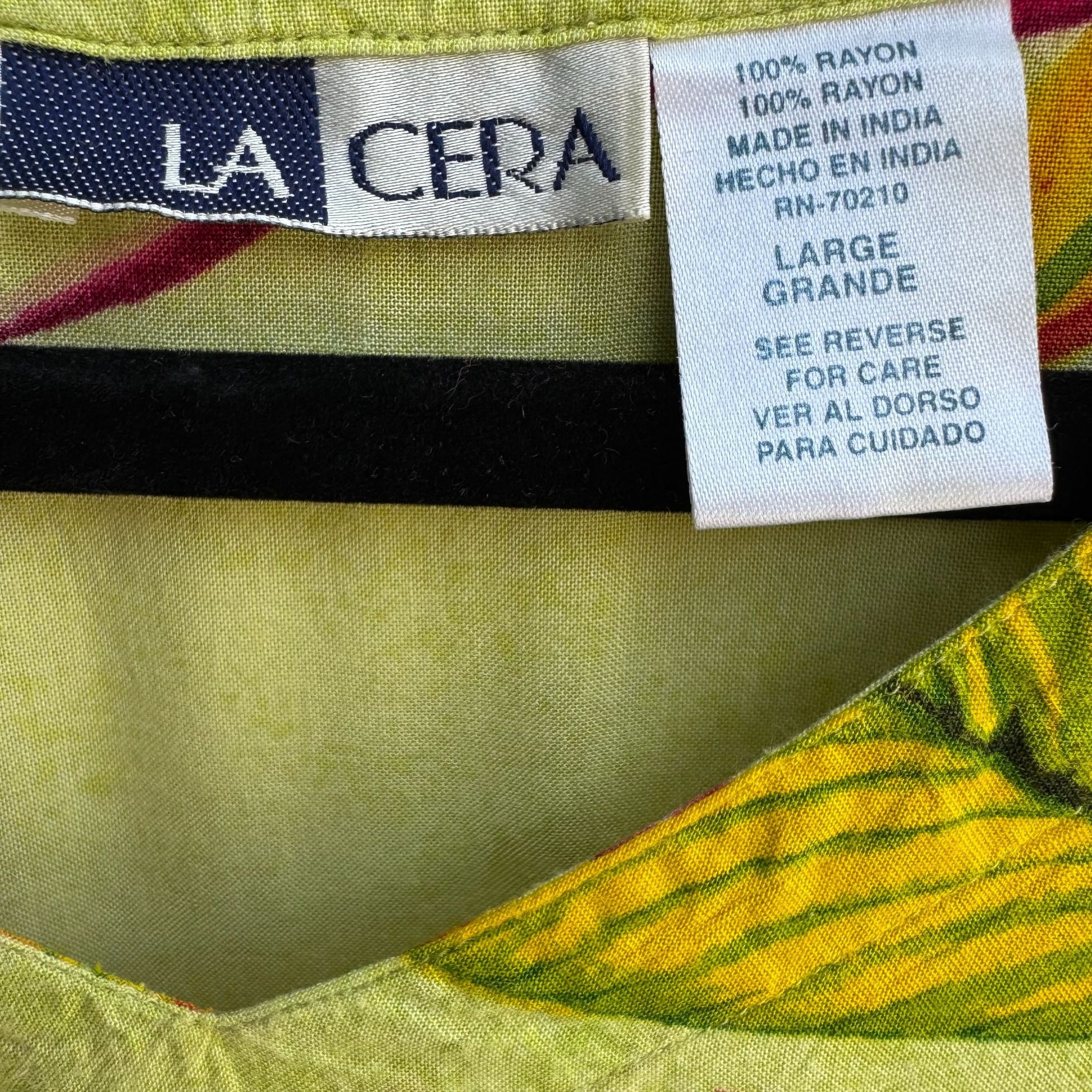 La Cera Vintage Womens V Neck Bird of Paradise Floral Mumu Day Maxi Dress L