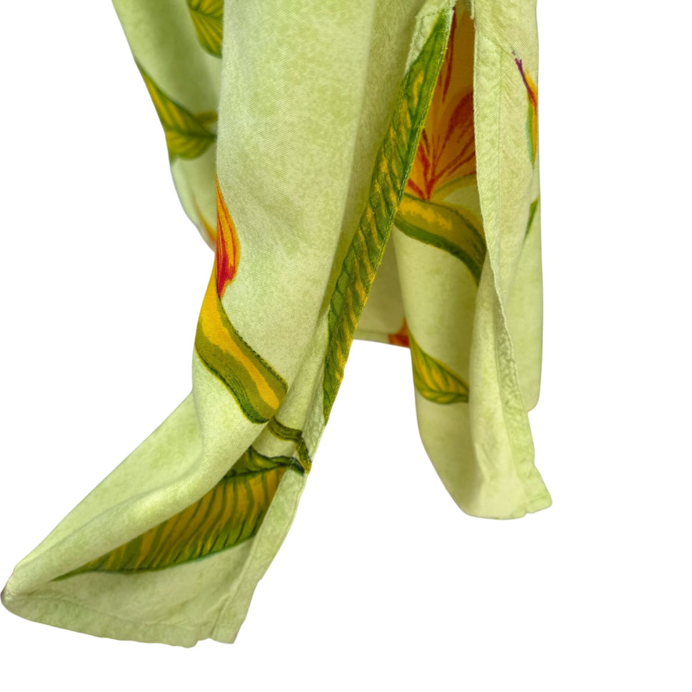 La Cera Vintage Womens V Neck Bird of Paradise Floral Mumu Day Maxi Dress L