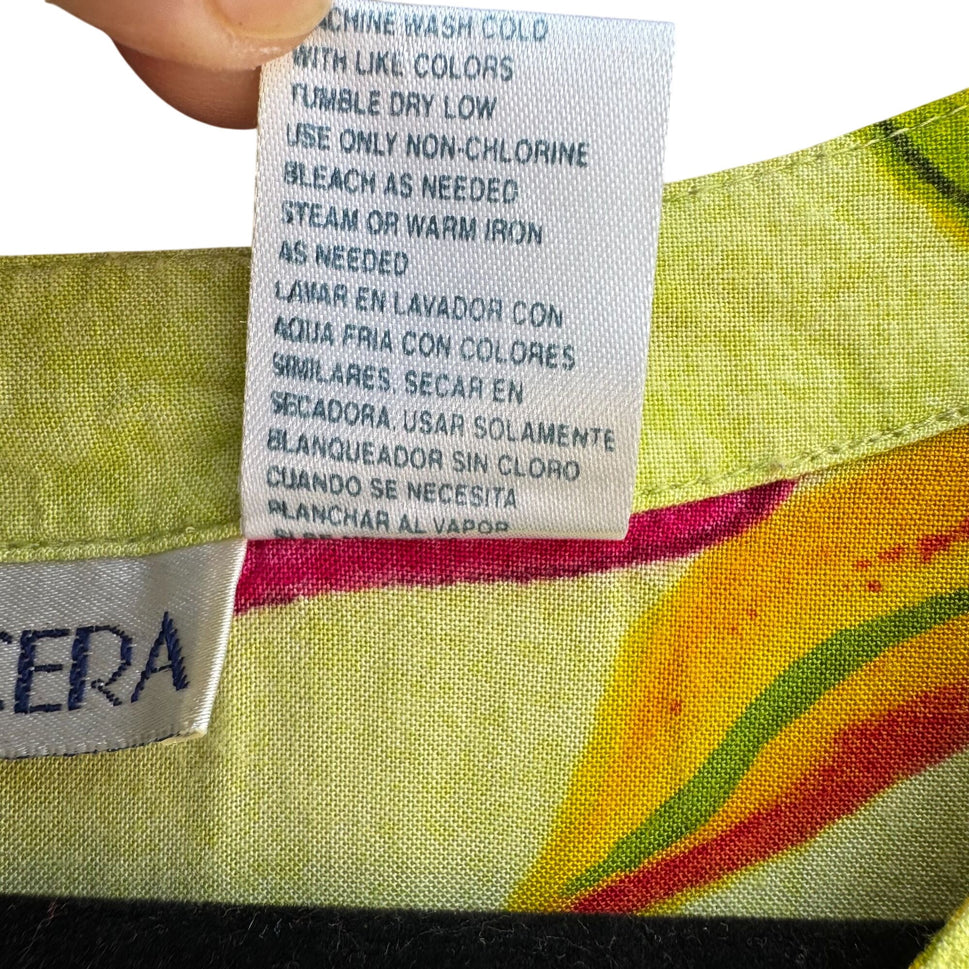 La Cera Vintage Womens V Neck Bird of Paradise Floral Mumu Day Maxi Dress L