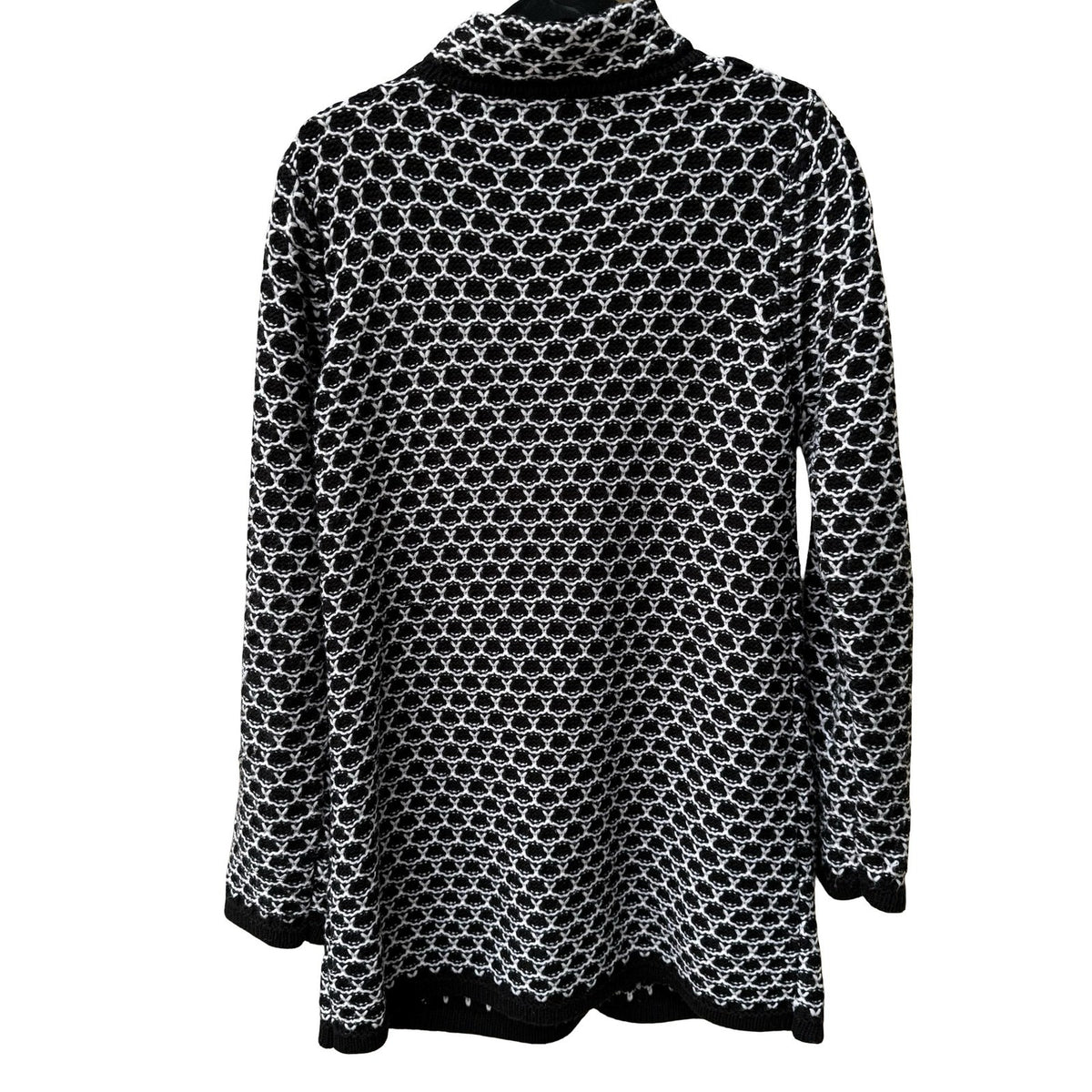 Carducci Dark Academia Mod Retro Geometric Chunky Knit Layering Cardigan Black M