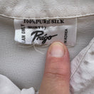 Switch Prego Vintage Mens L Pure Silk Hidden Button Down Shirt Off White Long Sleeve 2 image