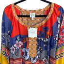 Switch Fig and Flower Boho Maximalist Floral Geometric Print Boho Blouse Yellow 2X NWT 3 image