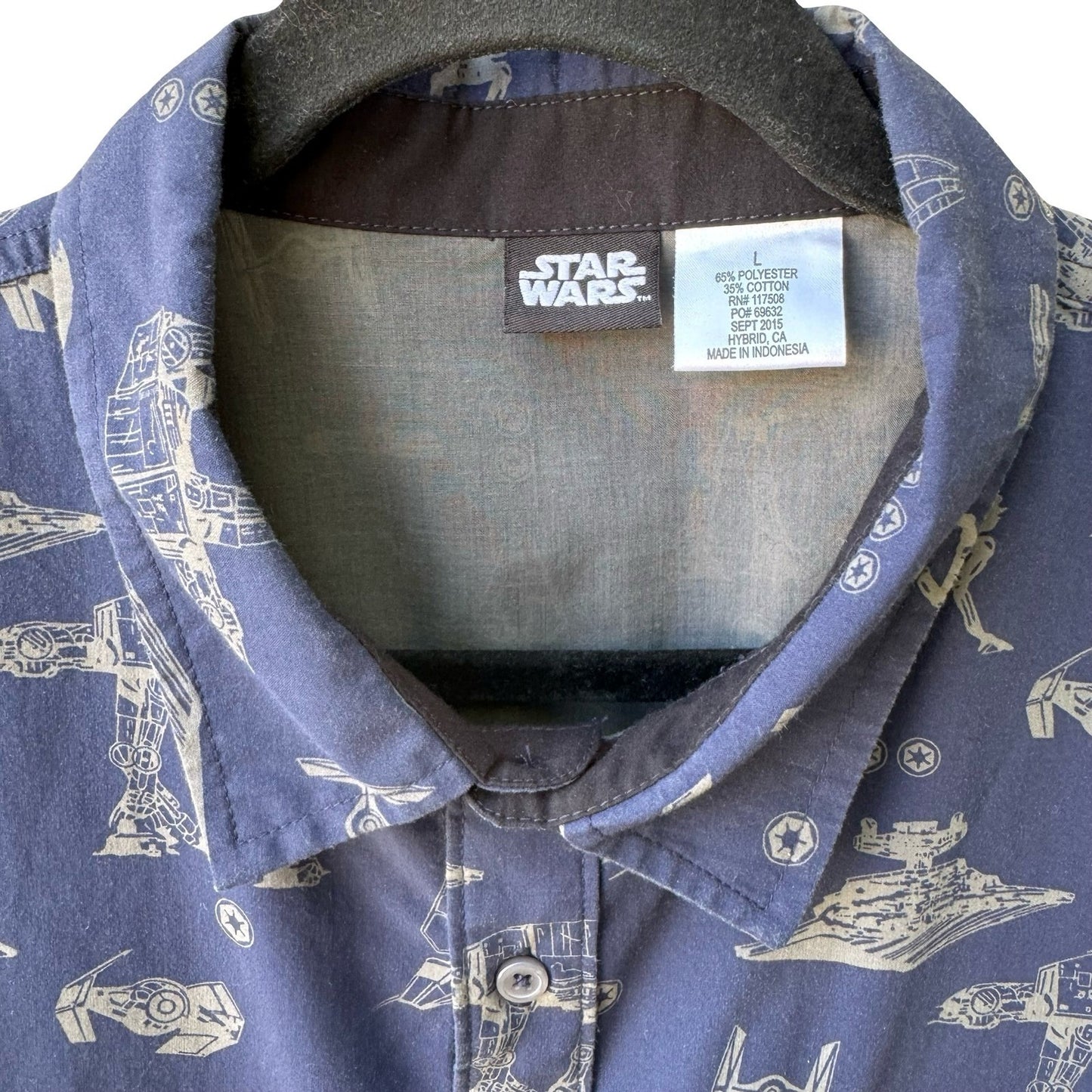 Star Wars Galactic Empire AT-AT Death Star Nerdcore Geek Chic Shirt Blue Mens L