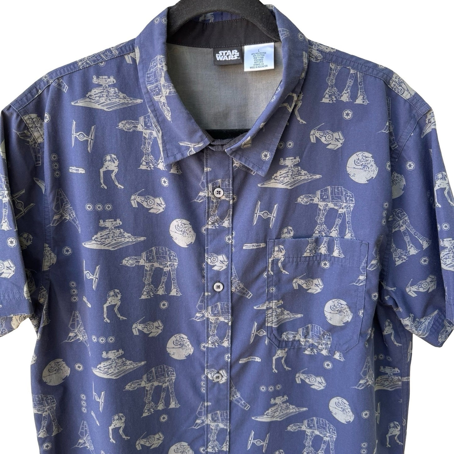 Star Wars Galactic Empire AT-AT Death Star Nerdcore Geek Chic Shirt Blue Mens L