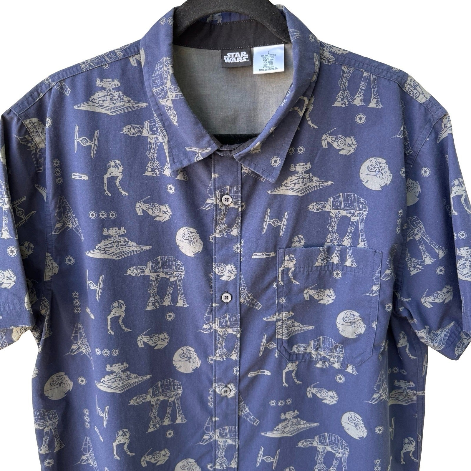 Star Wars Galactic Empire AT-AT Death Star Nerdcore Geek Chic Shirt Blue Mens L