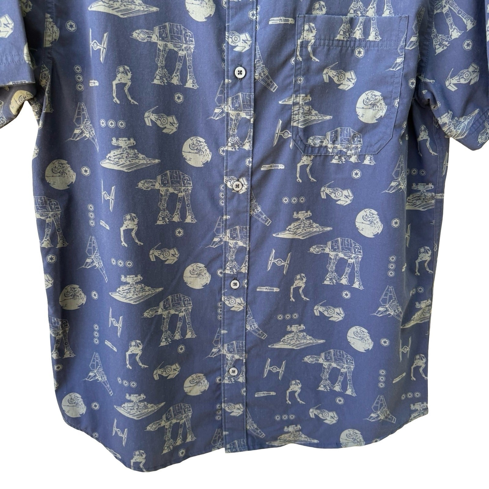 Star Wars Galactic Empire AT-AT Death Star Nerdcore Geek Chic Shirt Blue Mens L