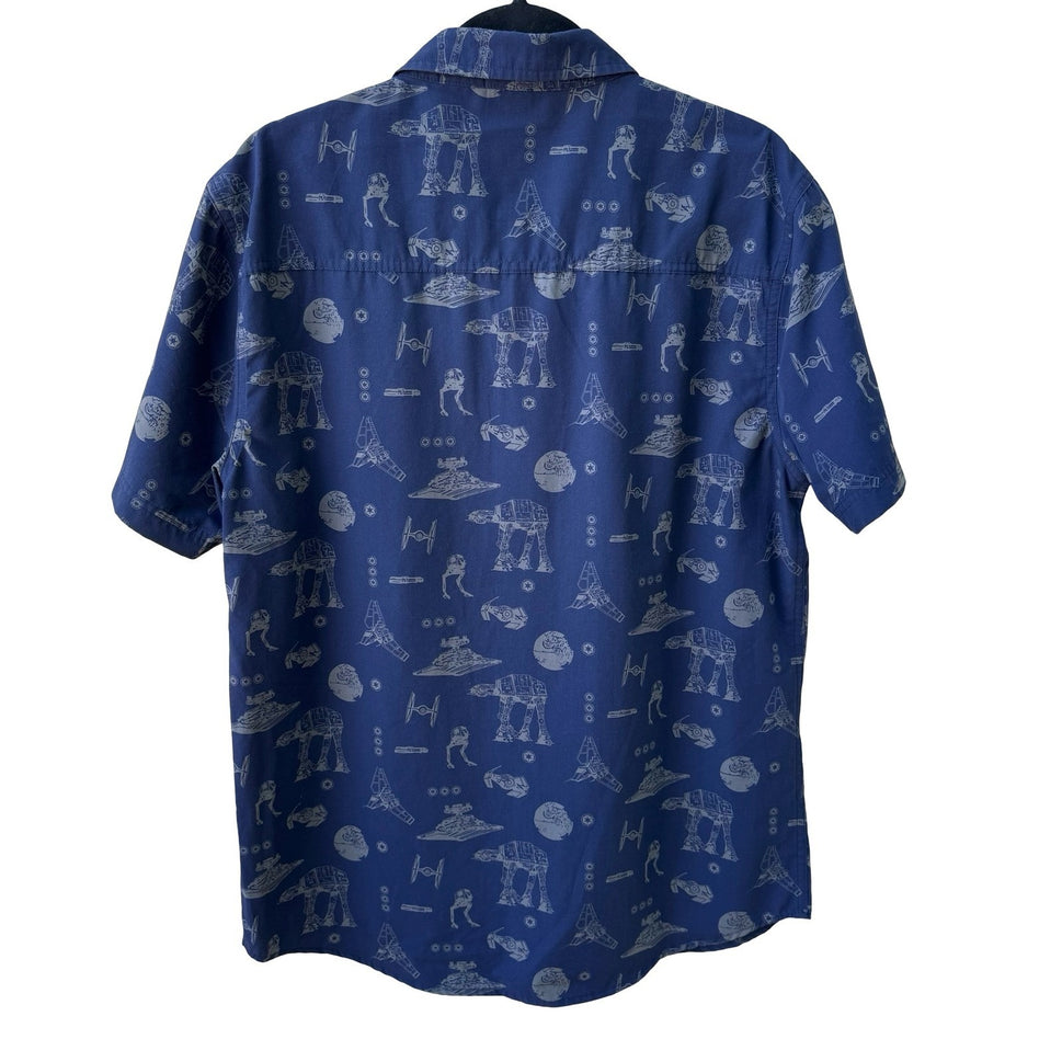 Star Wars Galactic Empire AT-AT Death Star Nerdcore Geek Chic Shirt Blue Mens L