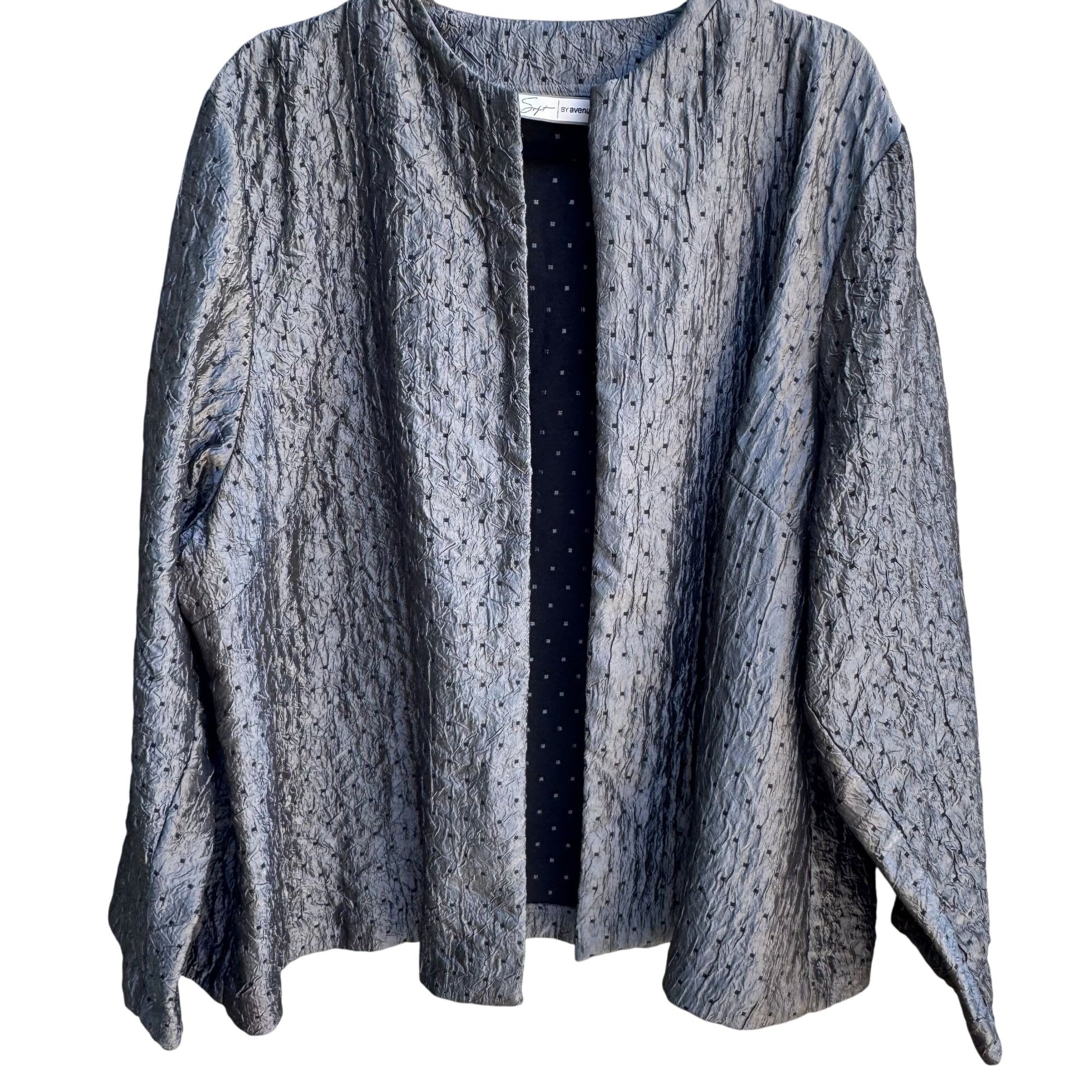 Soft By Avenue Womens Glam Quilted Open-Front Textured Blazer Jacket 22/24