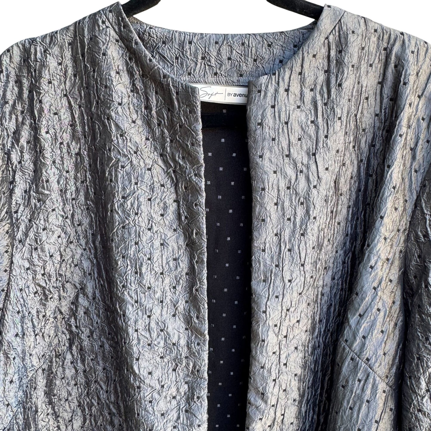 Soft By Avenue Womens Glam Quilted Open-Front Textured Blazer Jacket 22/24