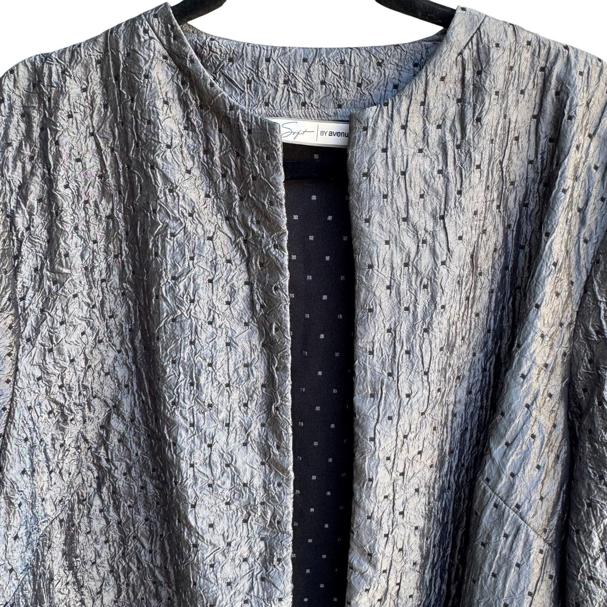 Soft By Avenue Womens Glam Quilted Open-Front Textured Blazer Jacket 22/24