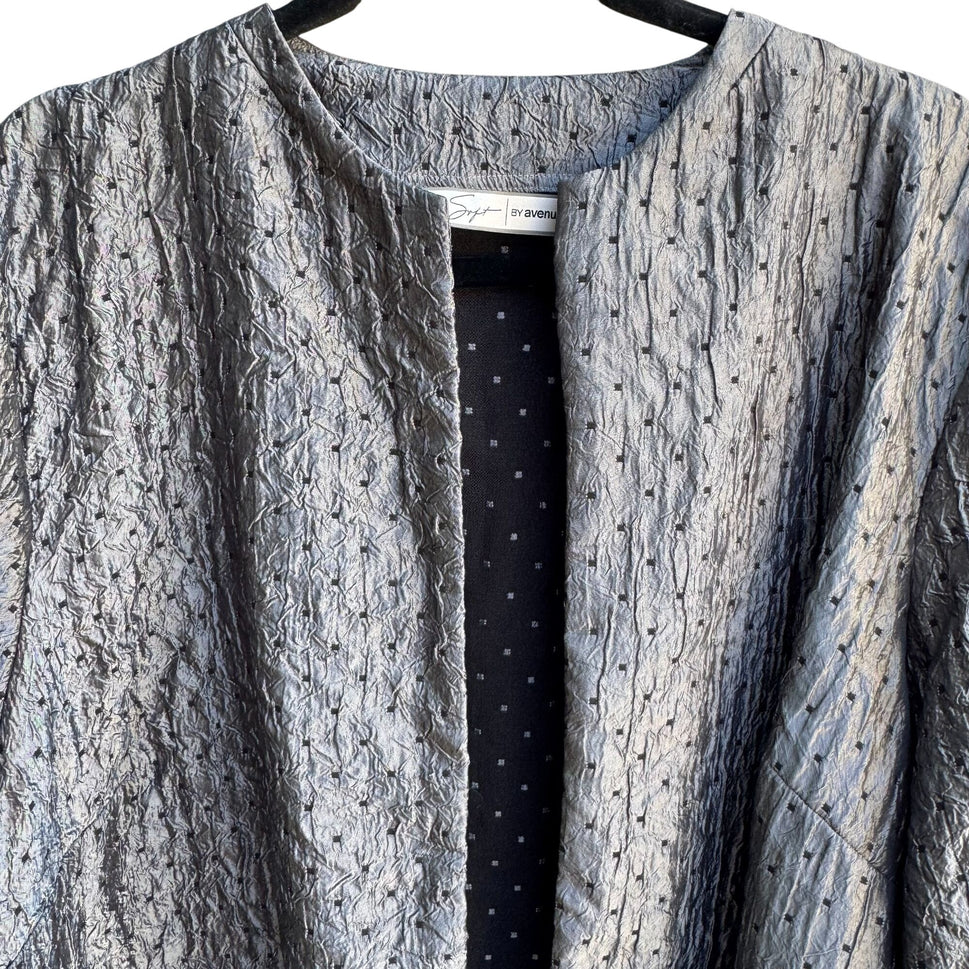 Soft By Avenue Womens Glam Quilted Open-Front Textured Blazer Jacket 22/24