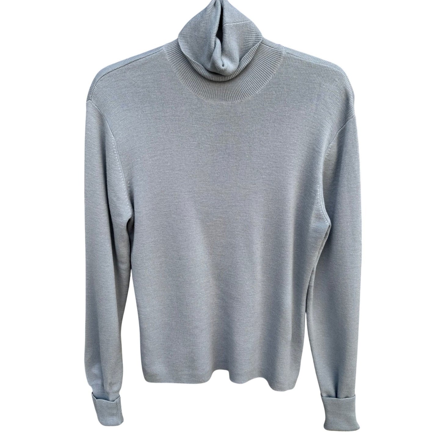 Lafayette 148 New York Womens L Light Blue Wool Turtleneck Sweater Lagenlook